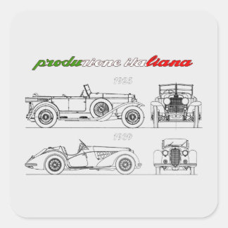 Oldtimer Amore Motore Alfa Romeo Quadratischer Aufkleber