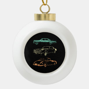 Oldtimer-Autos - Grafik-Retro der 80er und 90er Keramik Kugel-Ornament