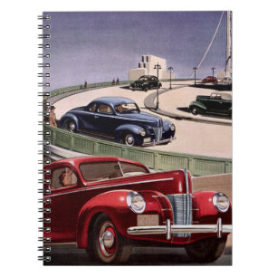 Oldtimer-Autos, klassische Limousinen auf einer Au Notizblock