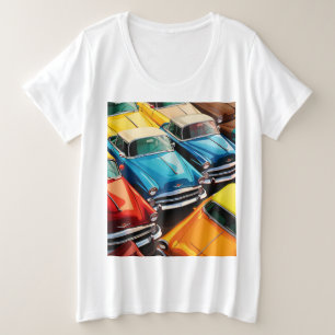 Oldtimer-Autos Muster Große Größe T-Shirt