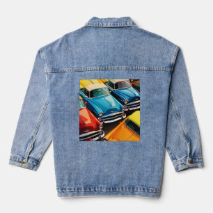Oldtimer-Autos Muster Jeansjacke