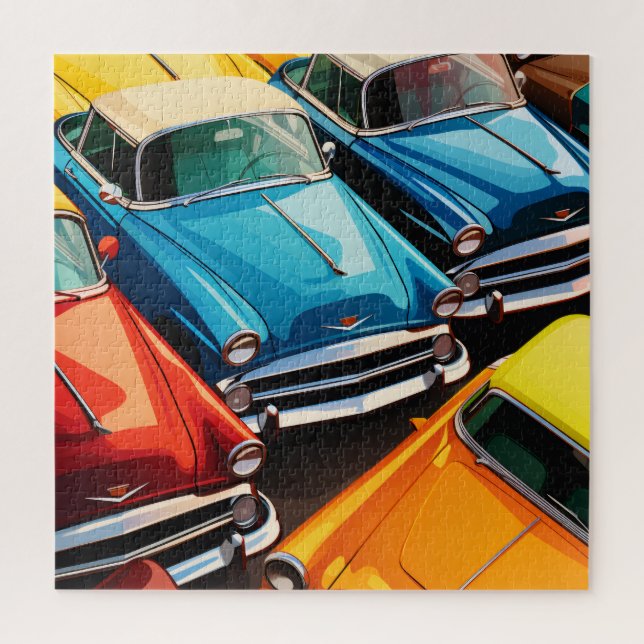 Oldtimer-Autos Muster Puzzle (Vertikal)