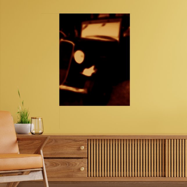 Oldtimer-Autoscheinwerfer – Retro-Automobil-Leucht Poster (Wohnzimmer 2)