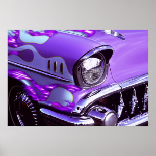 Oldtimer: Chevrolet mit brennender Motorhaube Poster