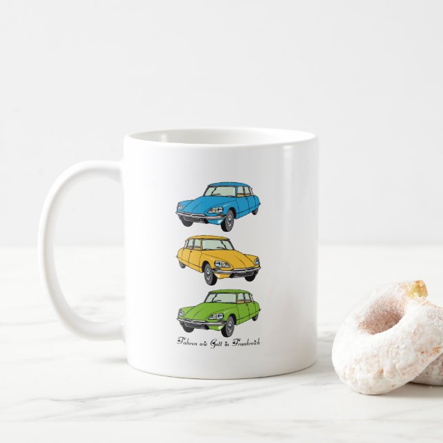 Oldtimer Citroen DS19 Wie gott in Frankreich Kaffeetasse (Mit Donut)