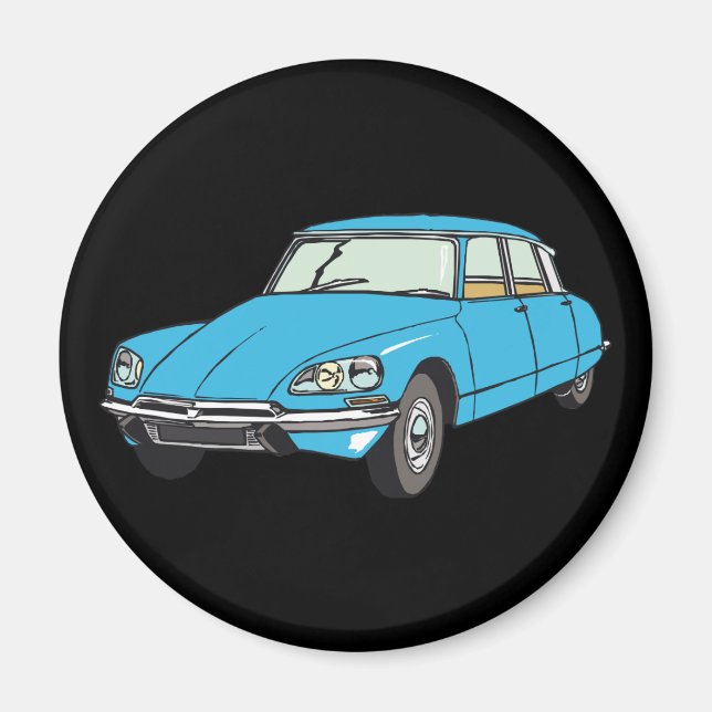 Oldtimer Citroen DS 19 Blau Magnet (Vorne)