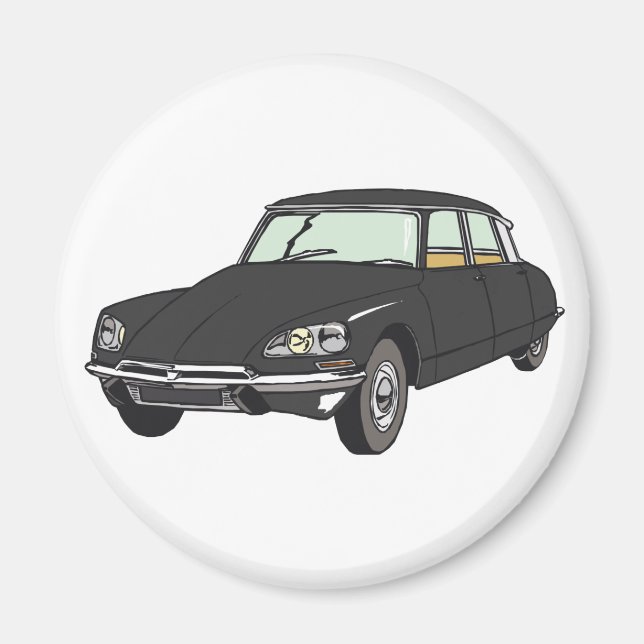 Oldtimer Citroen DS 19 Schwarz Magnet (Vorne)
