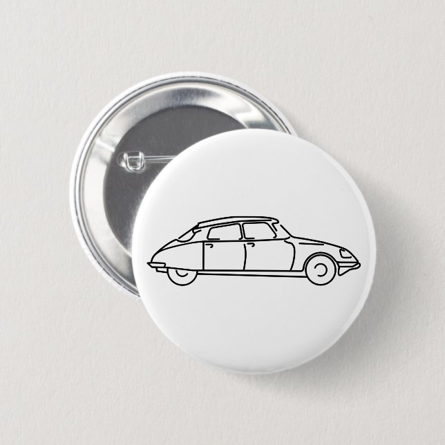 Oldtimer Citroen DS 19 Schwarze Silhouette Button (Vorne & Hinten)