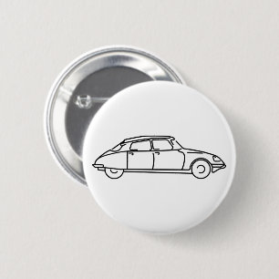 Oldtimer Citroen DS 19 Schwarze Silhouette Button