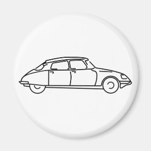 Oldtimer Citroen DS 19 Schwarze Silhouette Magnet