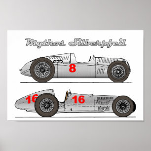 Oldtimer Deutschland 1939 Auto-Union Sielberpfeil Poster