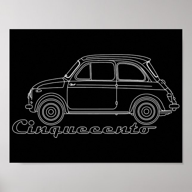 Oldtimer Fiat Cinquecento Der PUCH 500 Poster (Vorne)