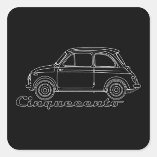 Oldtimer Fiat Cinquecento Der PUCH 500 Quadratischer Aufkleber