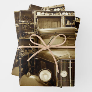 Oldtimer-Garage und Reparaturwerkstatt   Geschenkpapier Set