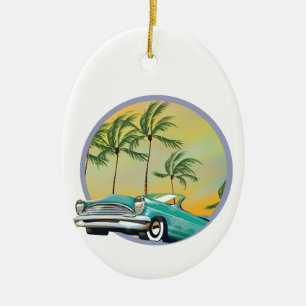 Oldtimer im Abendlicht Keramik Ornament