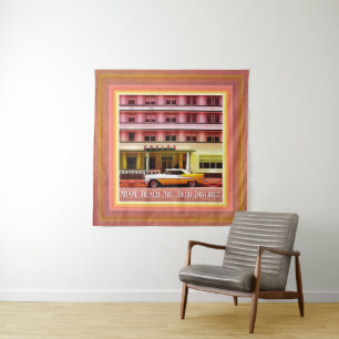 Oldtimer im Art Deco District, Miami, Florida Wandteppich