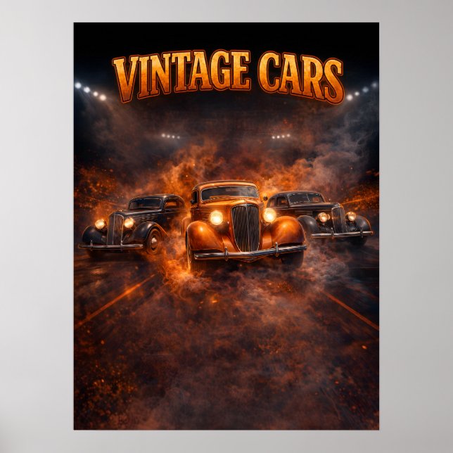 Oldtimer im Retro-Stil Poster (Vorne)