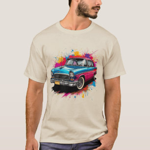 Oldtimer mit farbenfrohen Farbspritzern T-Shirt