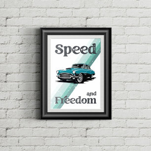 Oldtimer mit Typografie. Poster