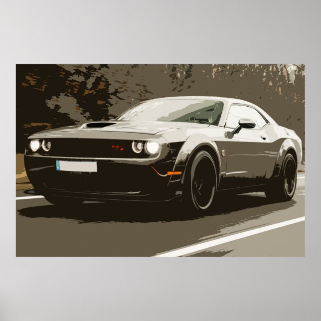 Oldtimer Muskar Dodge Challenger Auto Poster (Vorne)