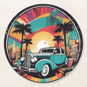 Oldtimer Runder Pappuntersetzer