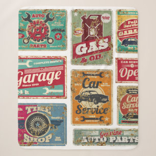 Oldtimer-Service und Tankstelle vintage Metall Sherpadecke