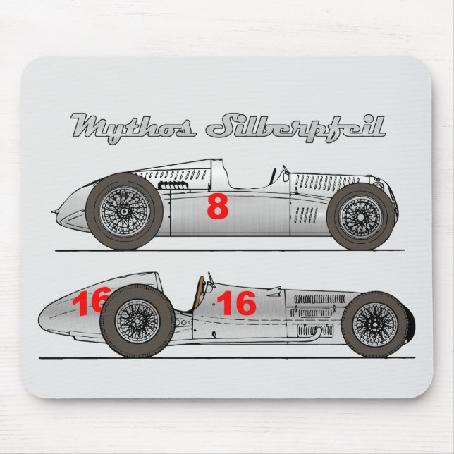 Oldtimer Silver Arrow Deutschland 1939 Auto-Gewerk Mousepad (Vorne)
