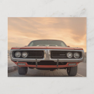 Oldtimer-Sonnenuntergang-Ansicht Postkarte