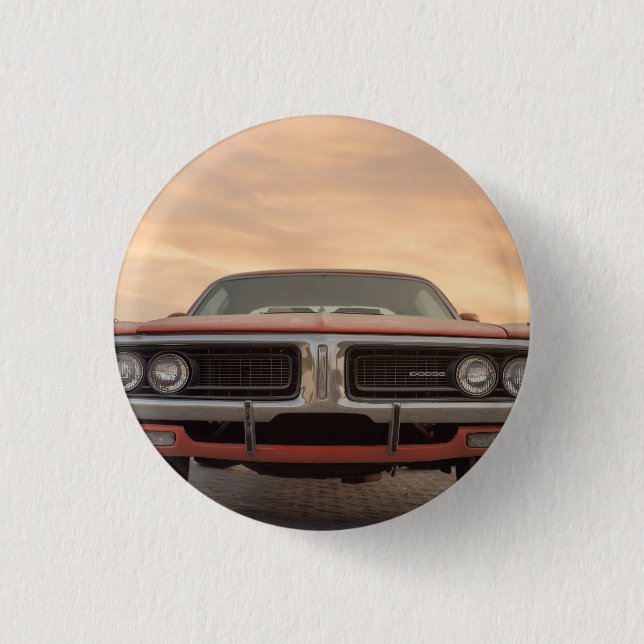Oldtimer-Sonnenuntergangsansicht Button (Vorderseite)