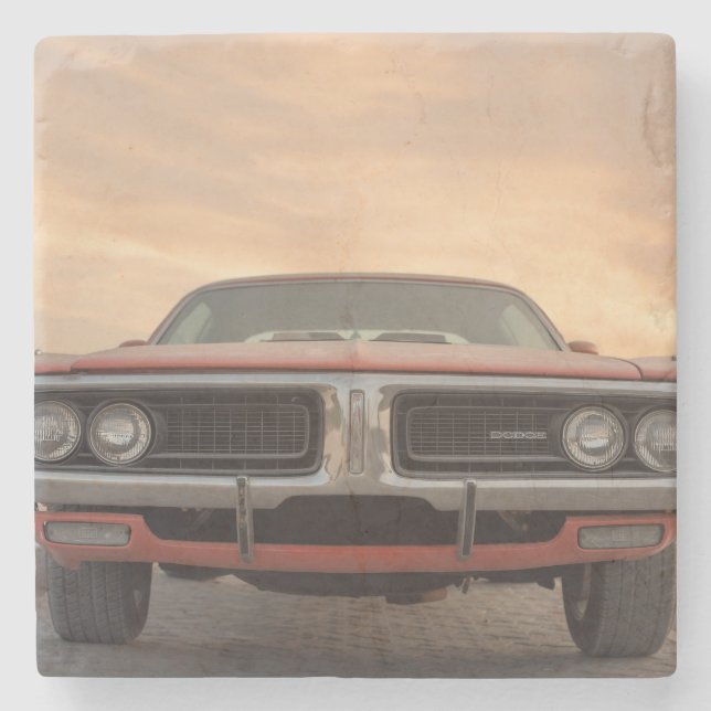Oldtimer-Sonnenuntergangsansicht Steinuntersetzer (Vorderseite)