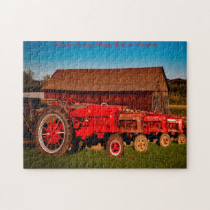 Oldtimer-Traktoren. Weihnachtsgrüße Puzzle