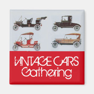 Oldtimer-Treffen Klassisches Auto Rot Grau Magnet