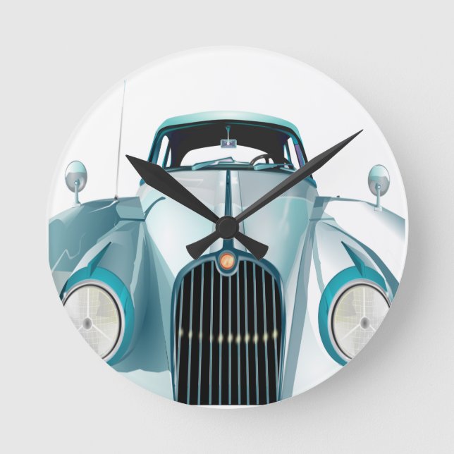 Oldtimer-Vintages Auto Runde Wanduhr (Vorderseite)