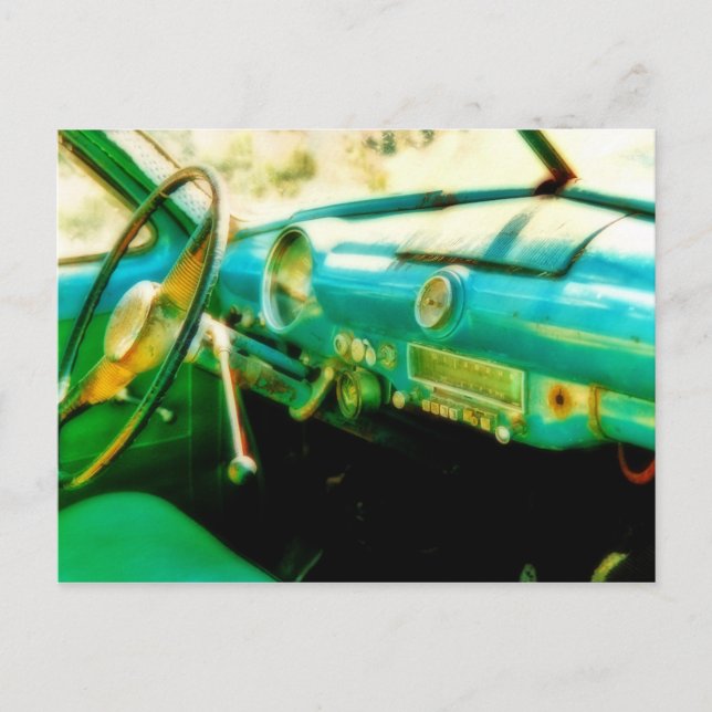 Oldtimer von innen auf Kuba Postkarte (Vorderseite)