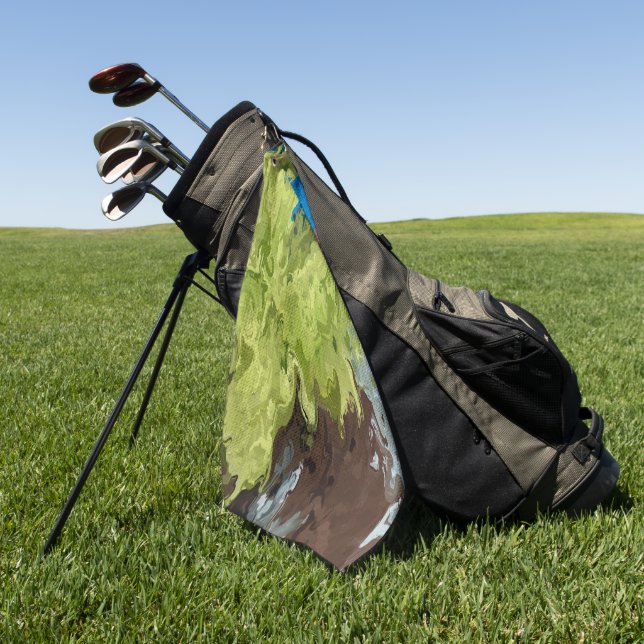 Öle aus Kalkgrün, Blau und Brot Golfhandtuch (Gras)