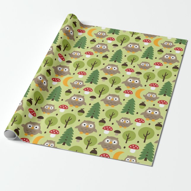 Öle in Waldhüllen Geschenkpapier (Ungerollt)