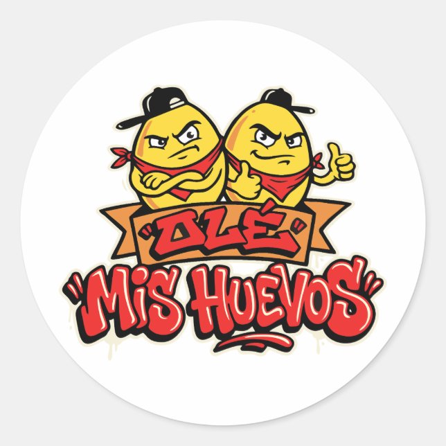 Ole mis huevos 2 runder aufkleber (Vorderseite)