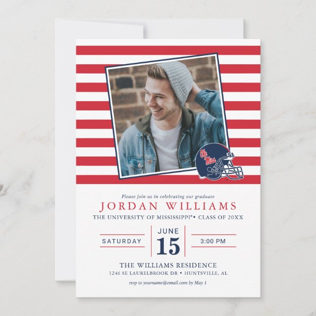 Ole Miss Football Helmet | Dunkelblau Ankündigung (Vorderseite)