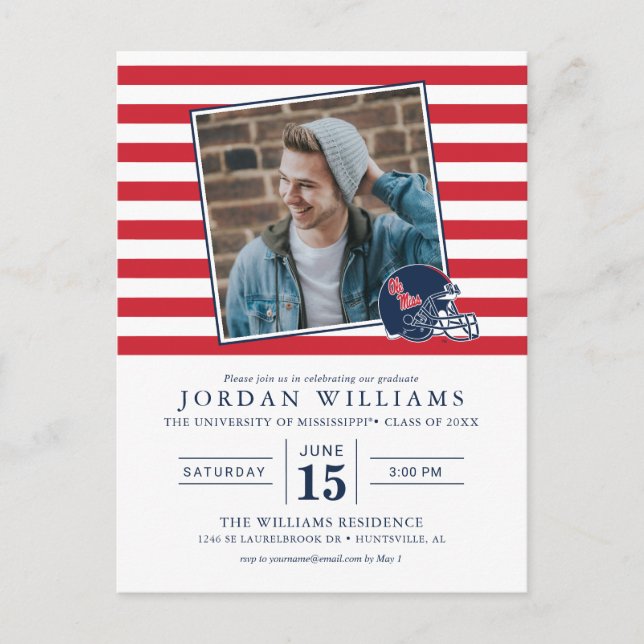 Ole Miss Football Helmet | Dunkelblau Ankündigungspostkarte (Vorderseite)