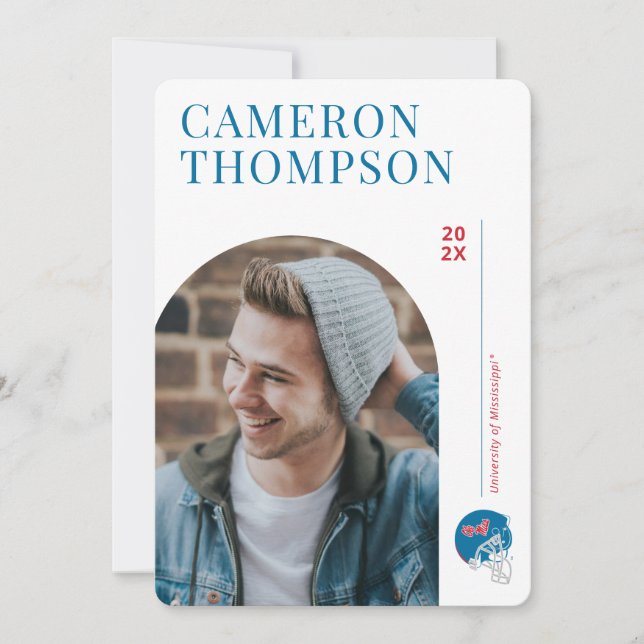 Ole Miss Football Helmet | Light Blue Einladung (Vorderseite)