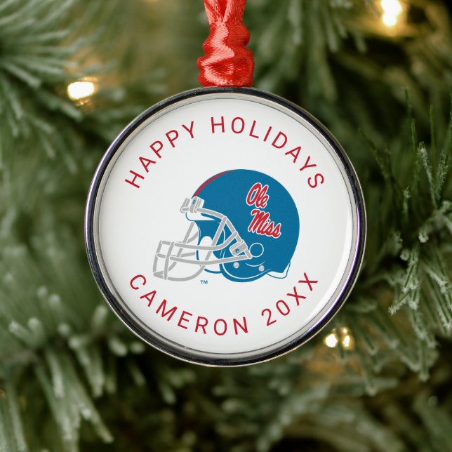 Ole Miss Football Helmet | Light Blue Ornament Aus Metall (Baum)