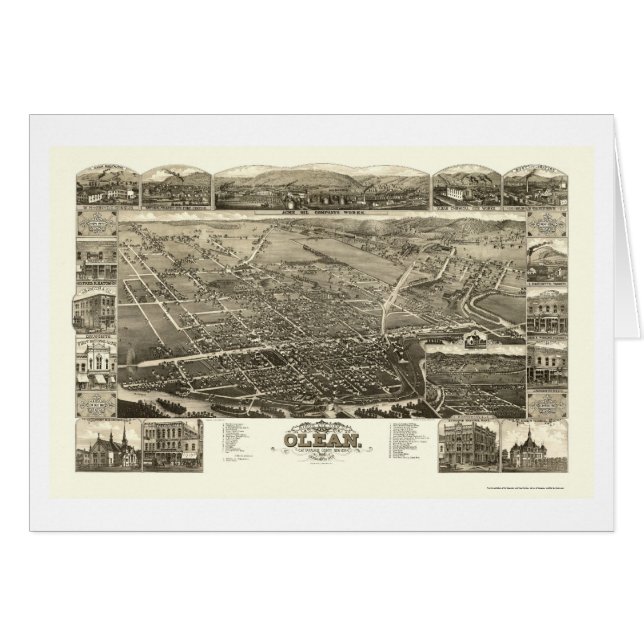 Olean, NY panoramische Karte - 1882 (Vorderseite (Horizontal))