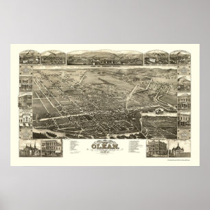 Olean, NY panoramische Karte - 1882 Poster