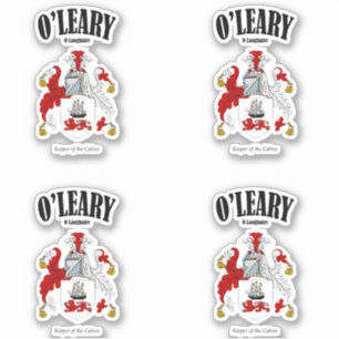 O'Leary Wappen Irish Translation & Meaning (x4) Aufkleber