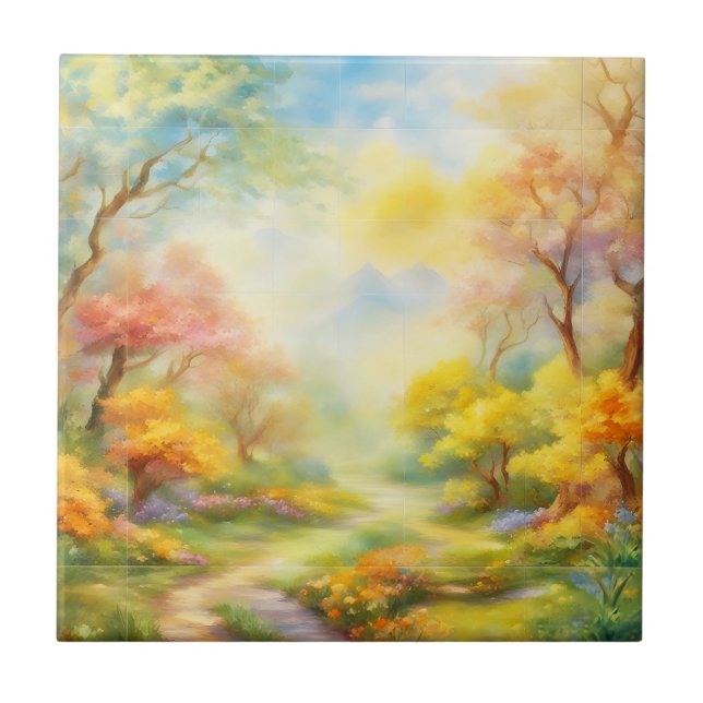 Ölfarbe eine Frühlingslandschaft  2 Fliese (Vorderseite)