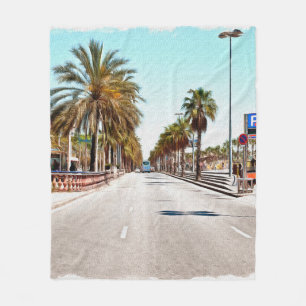 Ölfarbe. Nachahmung. Illustration. Breite Straße a Fleecedecke