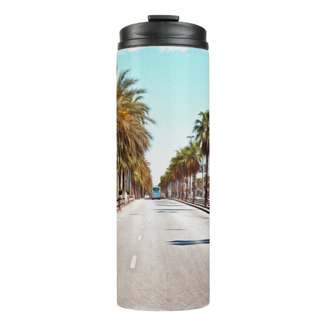 Ölfarbe. Nachahmung. Illustration. Große Straße Thermosbecher (Vorderseite)