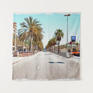 Ölfarbe. Nachahmung. Illustration. Große Straße Wandteppich