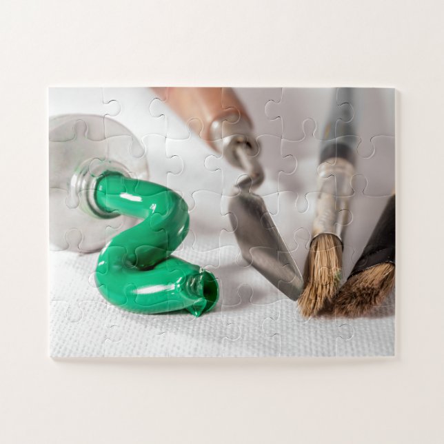 Ölfarbe und Bürsten Puzzle (Horizontal)