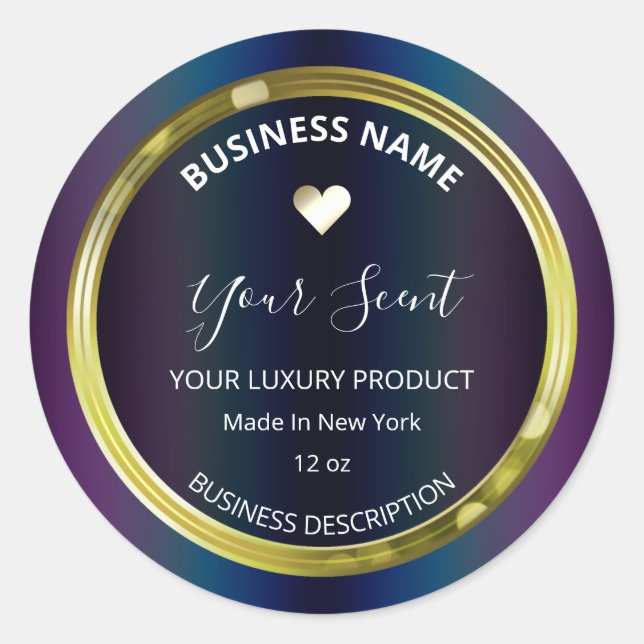 Ölfarbige goldfarbene Gerahmte Sojakandellabels Runder Aufkleber (Vorderseite)